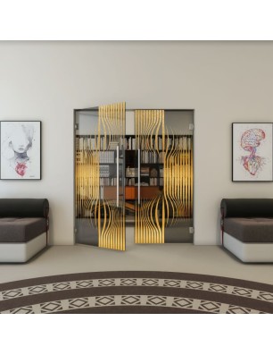 Pendeltür - Fineprint Model 059 Gold auf Grauglas