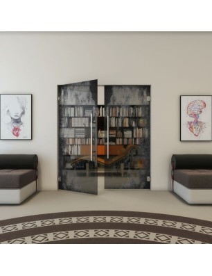 Pendeltür - Fineprint Model 061 Schwarz auf Grauglas