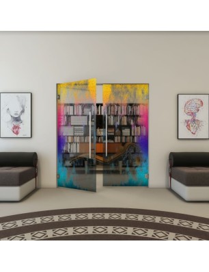 Pendeltür - Fineprint Model 061 Verlauf auf Grauglas