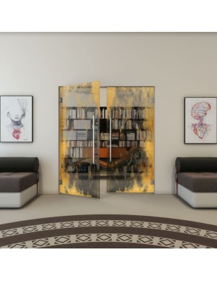 Pendeltür - Fineprint Model 061 Gold auf Grauglas