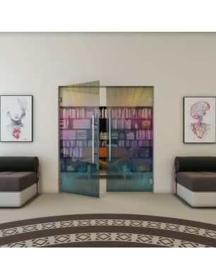 Pendeltür - Fineprint Model 062 Verlauf auf Grauglas