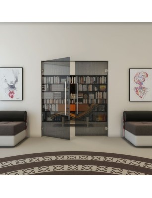 Pendeltür - Fineprint Model 063 Schwarz auf Grauglas