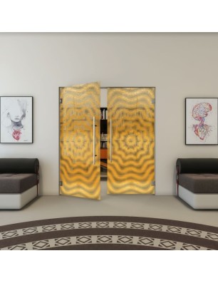 Pendeltür - Fineprint Model 064 Gold auf Grauglas
