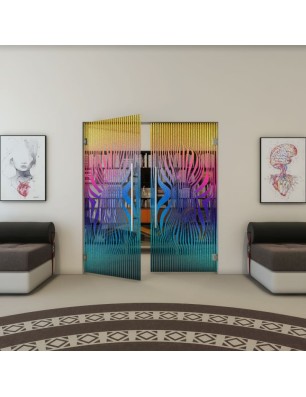 Pendeltür - Fineprint Model 065 Verlauf auf Grauglas