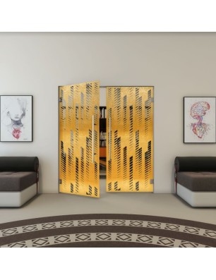 Pendeltür - Fineprint Model 067 Gold auf Grauglas