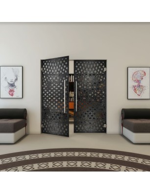 Pendeltür - Fineprint Model 068 Schwarz auf Grauglas