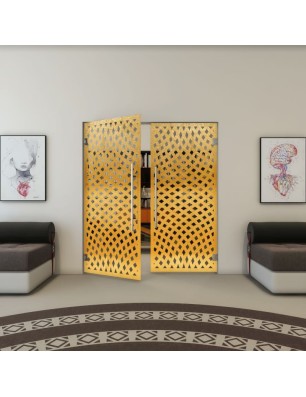 Pendeltür - Fineprint Model 068 Gold auf Grauglas
