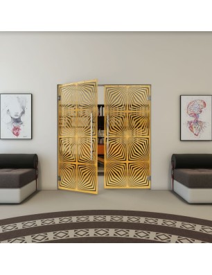 Pendeltür - Fineprint Model 069 Gold auf Grauglas