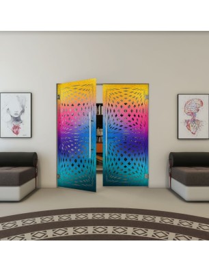 Pendeltür - Fineprint Model 071 Verlauf auf Grauglas