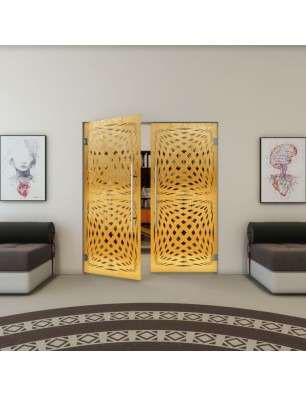 Pendeltür - Fineprint Model 071 Gold auf Grauglas
