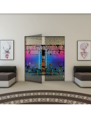 Pendeltür - Fineprint Model 072 Verlauf auf Grauglas