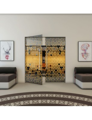 Pendeltür - Fineprint Model 072 Gold auf Grauglas