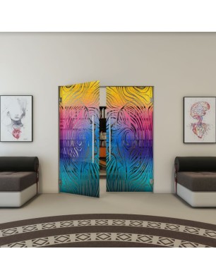 Pendeltür - Fineprint Model 074 Verlauf auf Grauglas