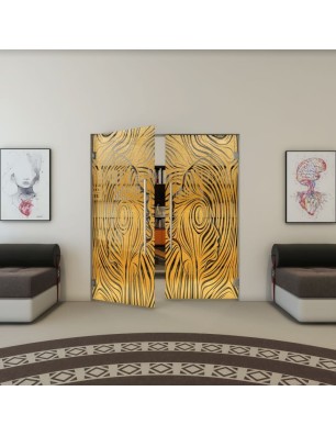 Pendeltür - Fineprint Model 074 Gold auf Grauglas