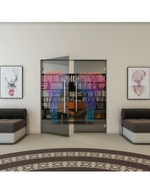 Pendeltür - Fineprint Model 078 Verlauf auf Grauglas