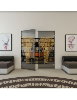 Pendeltür - Fineprint Model 078 Gold auf Grauglas