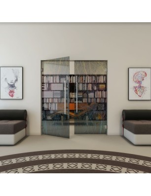 Pendeltür - Fineprint Model 079 Verlauf auf Grauglas