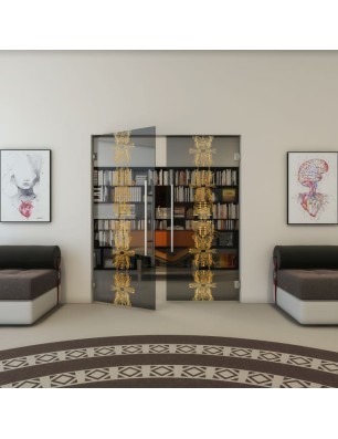 Pendeltür - Fineprint Model 081 Gold auf Grauglas