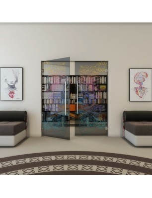 Pendeltür - Fineprint Model 082 Verlauf auf Grauglas