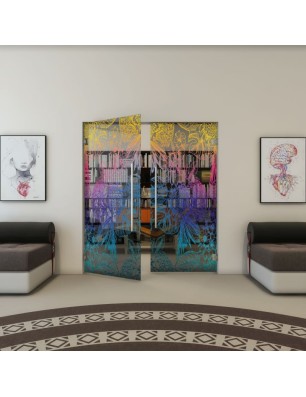 Pendeltür - Fineprint Model 083 Verlauf auf Grauglas