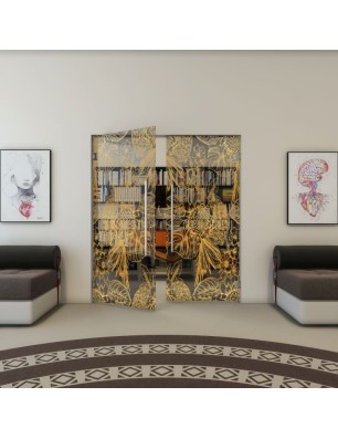 Pendeltür - Fineprint Model 083 Gold auf Grauglas