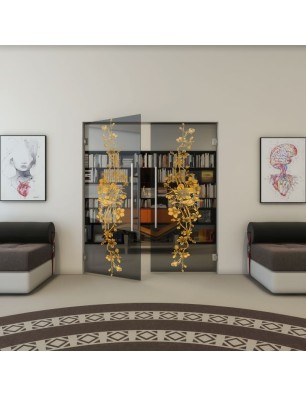 Pendeltür - Fineprint Model 085 Gold auf Grauglas