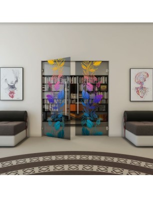 Pendeltür - Fineprint Model 086 Verlauf auf Grauglas