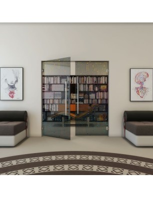 Pendeltür - Fineprint Model 090 Verlauf auf Grauglas