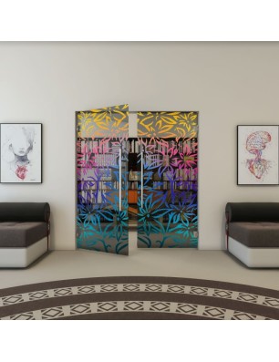 Pendeltür - Fineprint Model 095 Verlauf auf Grauglas