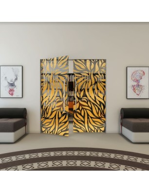 Pendeltür - Fineprint Model 096 Gold auf Grauglas