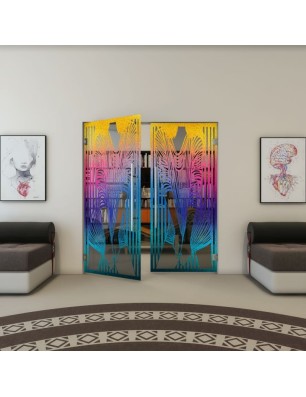 Pendeltür - Fineprint Model 097 Verlauf auf Grauglas