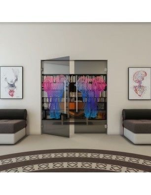 Pendeltür - Fineprint Model 098 Verlauf auf Grauglas