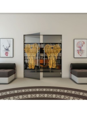 Pendeltür - Fineprint Model 098 Gold auf Grauglas