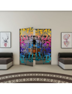 Pendeltür - Fineprint Model 099 Verlauf auf Grauglas