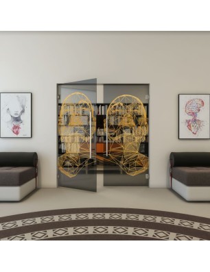 Pendeltür - Fineprint Model 103 Gold auf Grauglas