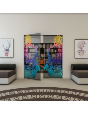 Pendeltür - Fineprint Model 106 Verlauf auf Grauglas