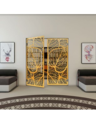 Pendeltür - Fineprint Model 107 Gold auf Grauglas