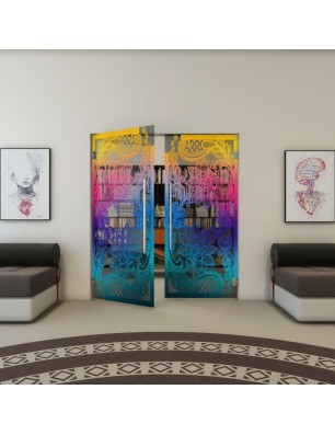 Pendeltür - Fineprint Model 108 Verlauf auf Grauglas