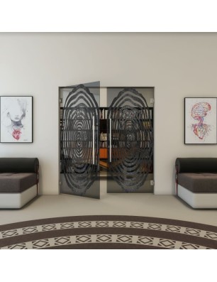 Pendeltür - Fineprint Model 109 Schwarz auf Grauglas