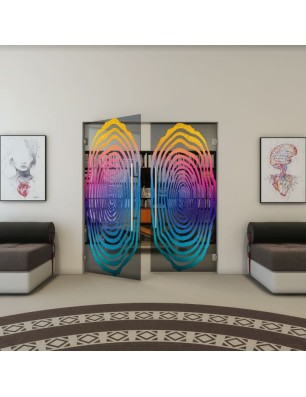 Pendeltür - Fineprint Model 109 Verlauf auf Grauglas