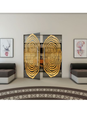 Pendeltür - Fineprint Model 109 Gold auf Grauglas