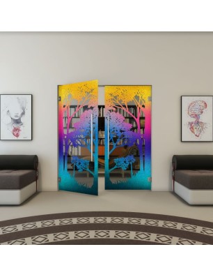 Pendeltür - Fineprint Model 110 Verlauf auf Grauglas