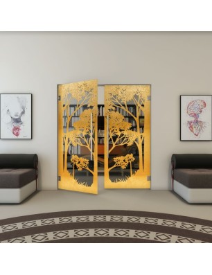 Pendeltür - Fineprint Model 110 Gold auf Grauglas