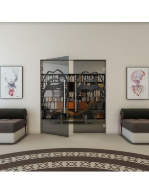 Pendeltür - Fineprint Model 111 Schwarz auf Grauglas