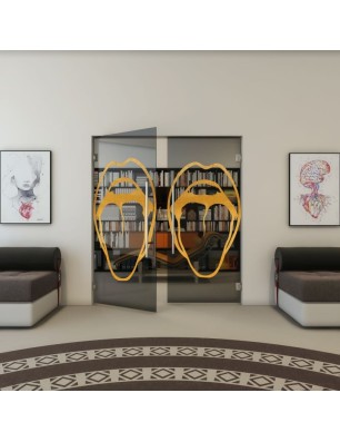 Pendeltür - Fineprint Model 111 Gold auf Grauglas