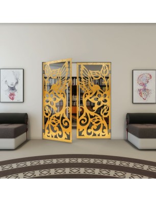 Pendeltür - Fineprint Model 112 Gold auf Grauglas