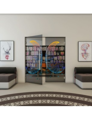 Pendeltür - Fineprint Model 113 Verlauf auf Grauglas