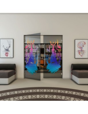 Pendeltür - Fineprint Model 114 Verlauf auf Grauglas