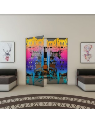 Pendeltür - Fineprint Model 115 Verlauf auf Grauglas