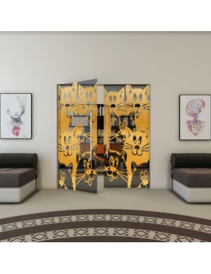 Pendeltür - Fineprint Model 115 Gold auf Grauglas